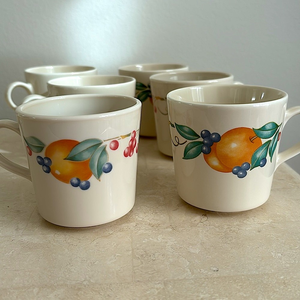 Corelle Corning USA Stoneware Abundance Series set of 6 coffee cups mugs